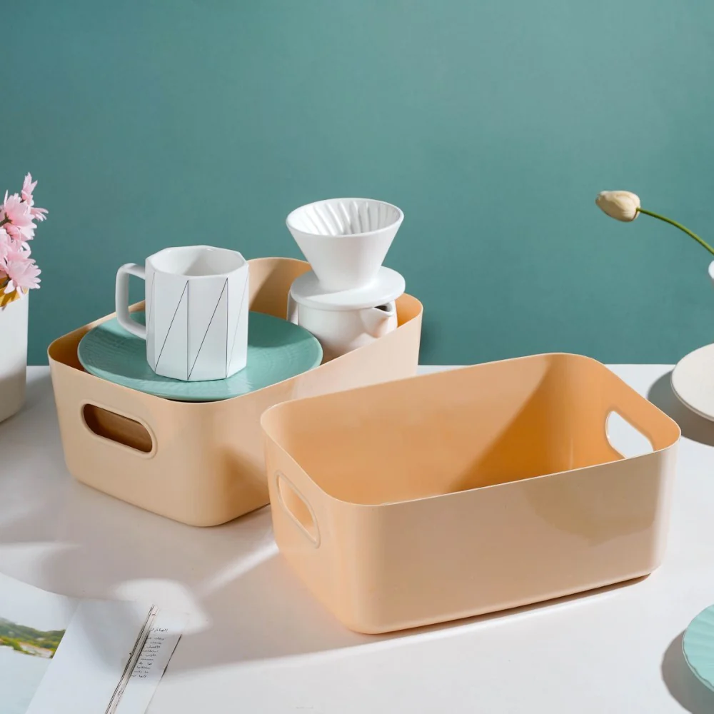 Multipurpose Storage Basket Beige Set Of 2 11 Inch - Image 3