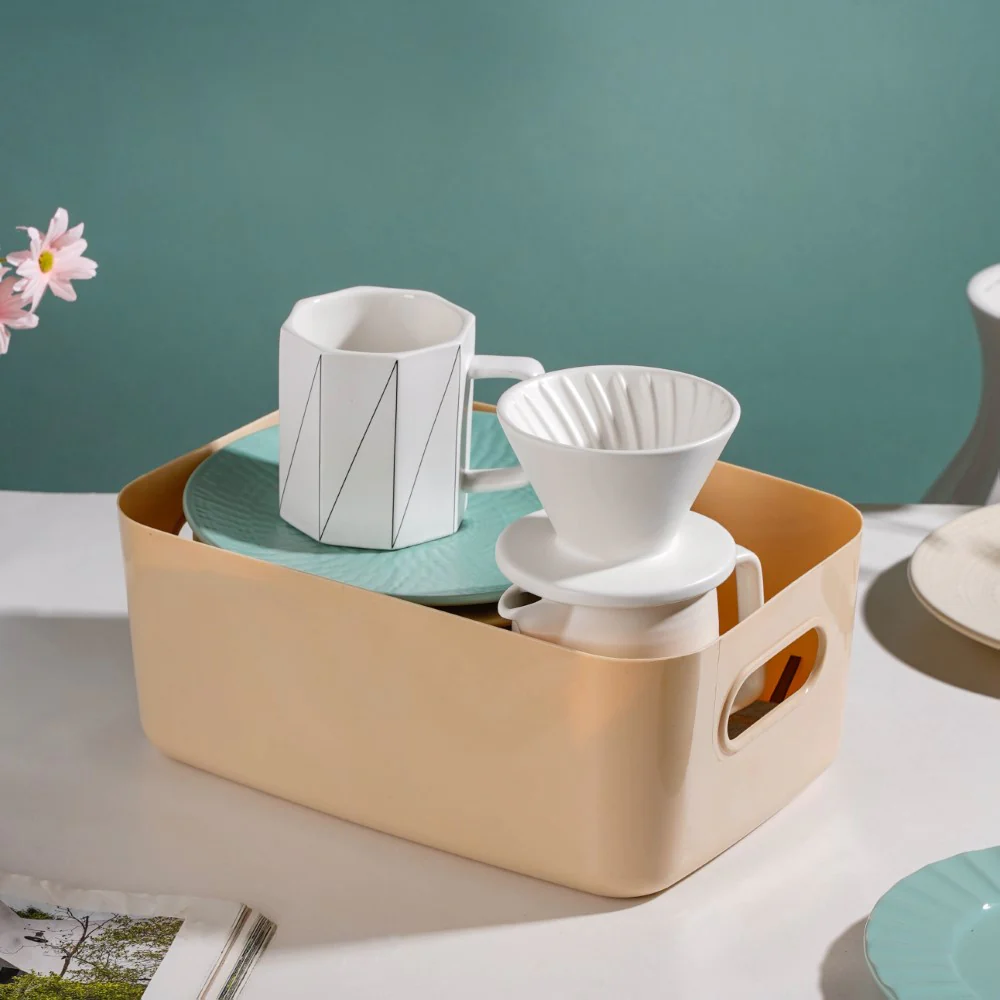 Multipurpose Storage Basket Beige Set Of 2 11 Inch - Image 8