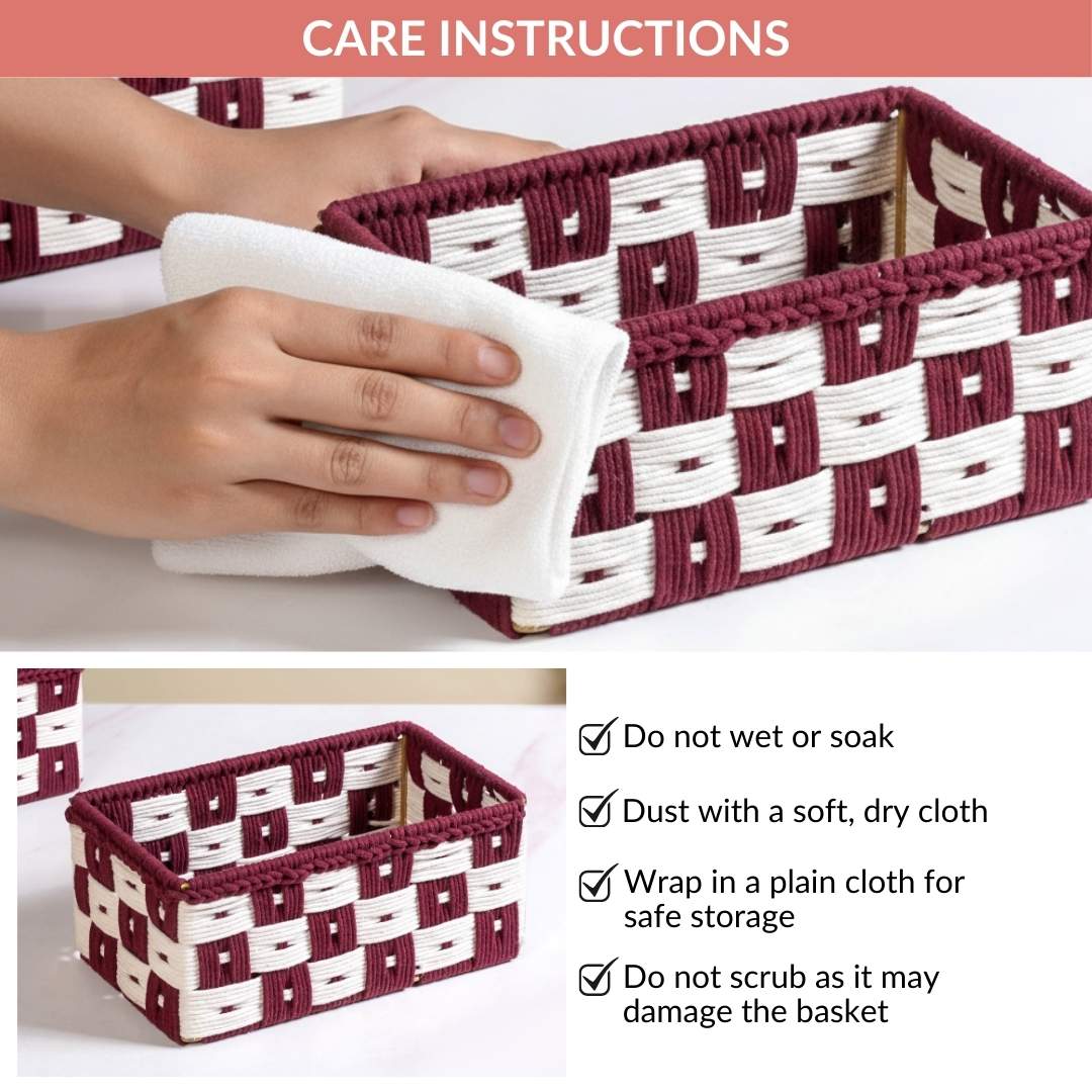 Multipurpose Storage Basket Set Of 3 Burgundy - Image 12
