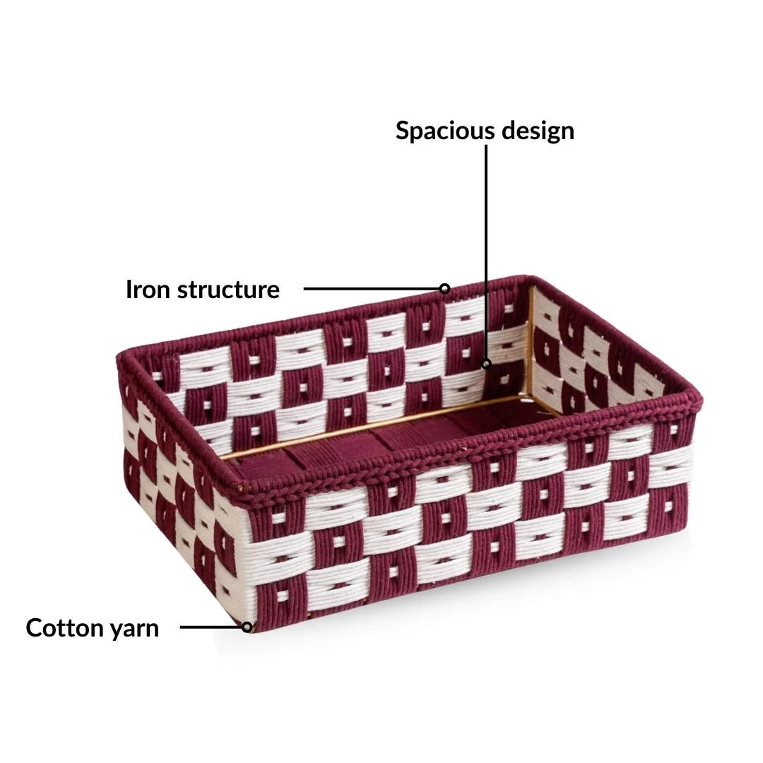 Multipurpose Storage Basket Set Of 3 Burgundy - Image 5
