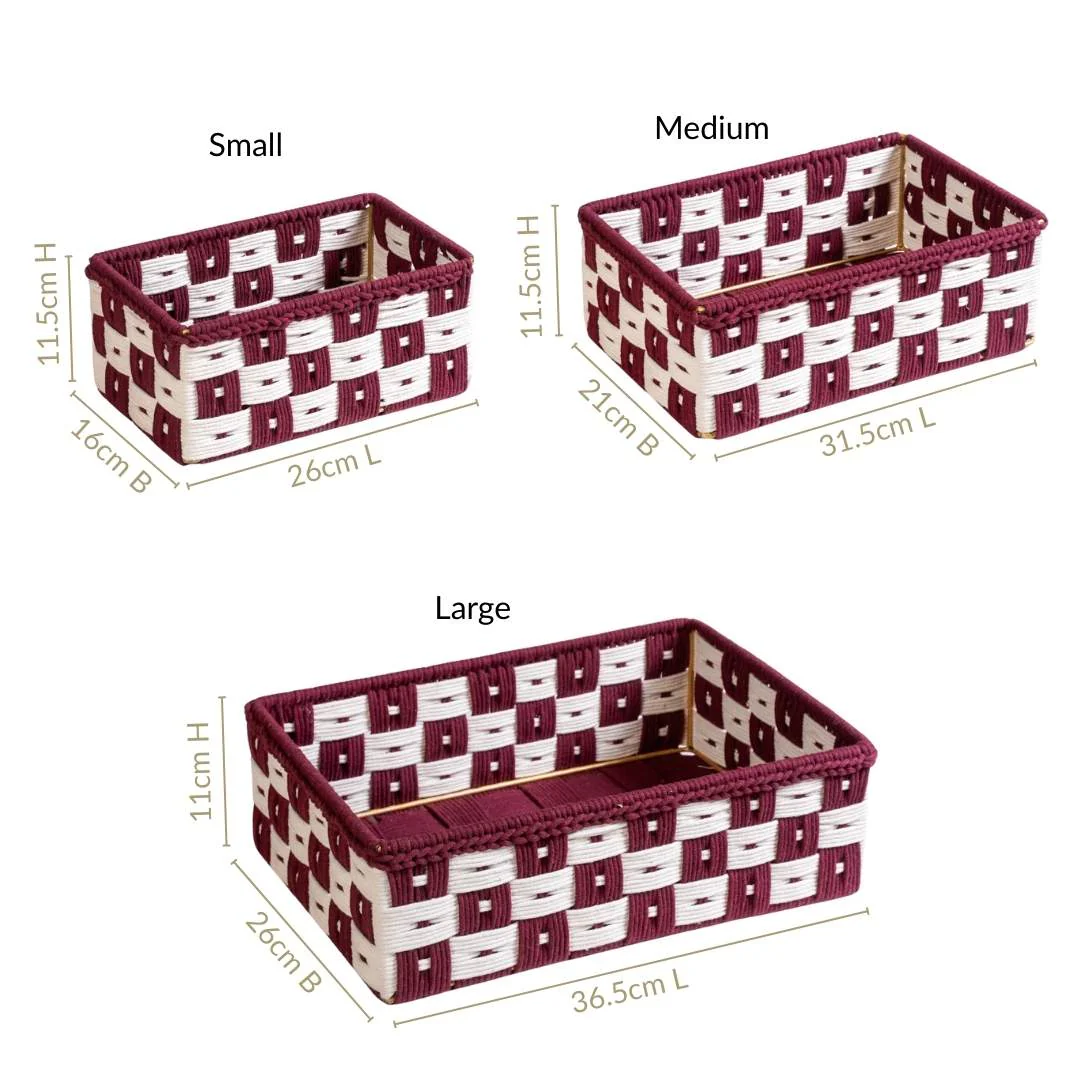 Multipurpose Storage Basket Set Of 3 Burgundy - Image 6