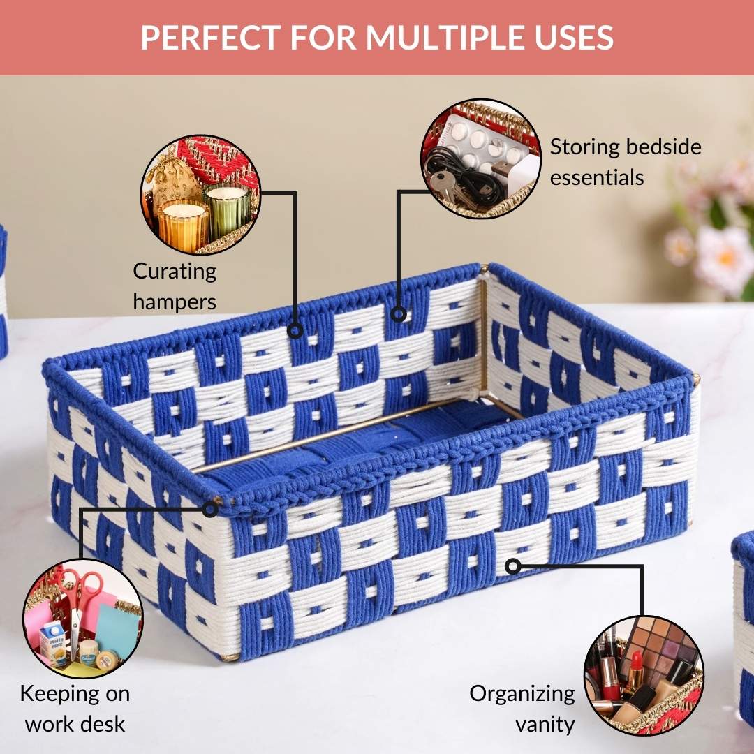 Multipurpose Storage Basket Set Of 3 Royal Blue - Image 10