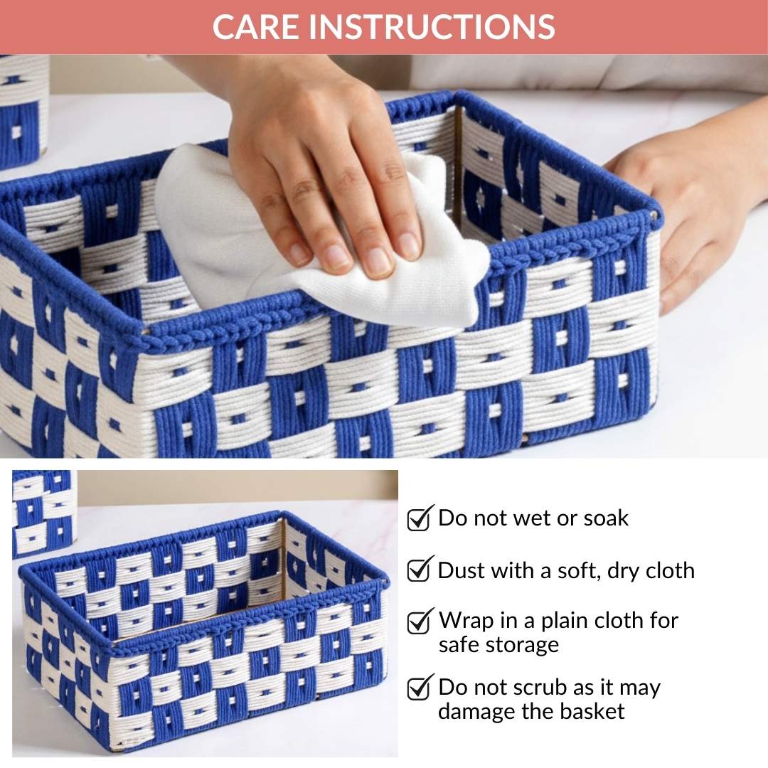 Multipurpose Storage Basket Set Of 3 Royal Blue - Image 12