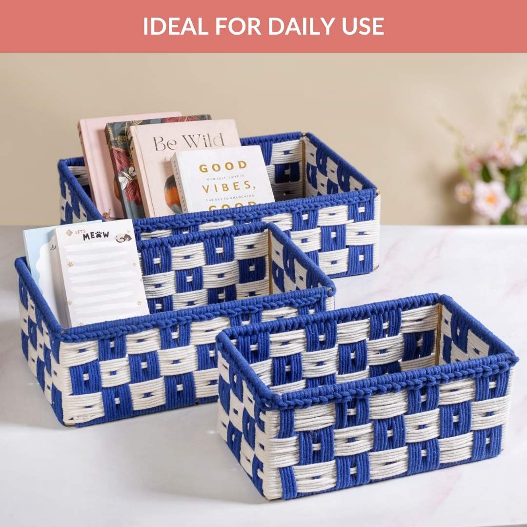 Multipurpose Storage Basket Set Of 3 Royal Blue - Image 8