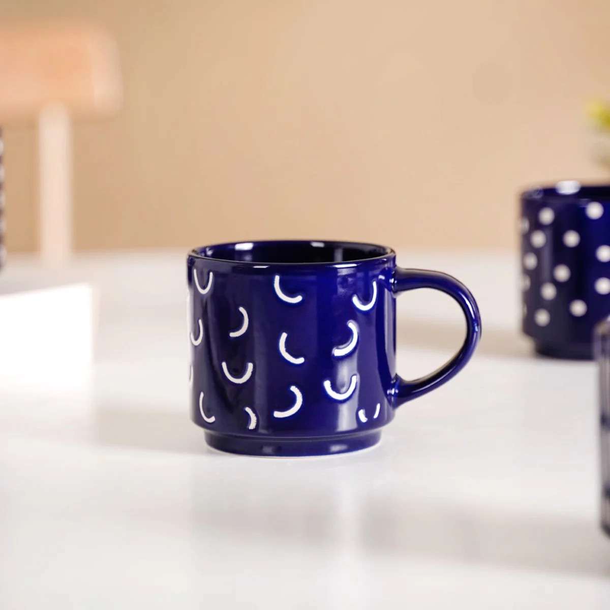 Navy Blue Chic Stackable Cups Set Of 4 220ml - Image 10