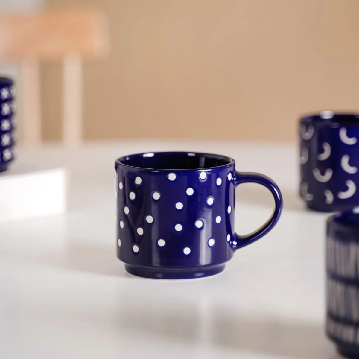Navy Blue Chic Stackable Cups Set Of 4 220ml - Image 11