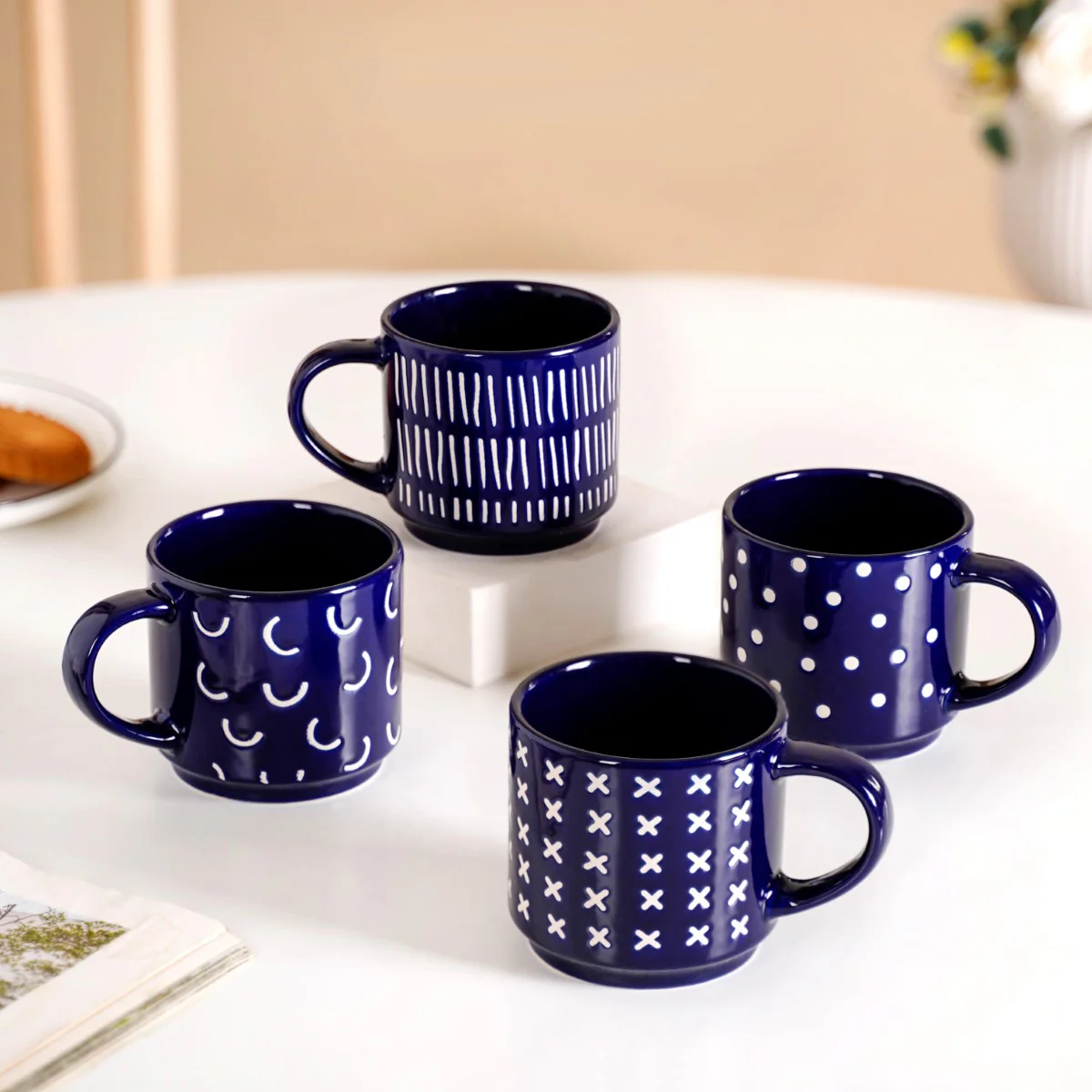 Navy Blue Chic Stackable Cups Set Of 4 220ml - Image 14