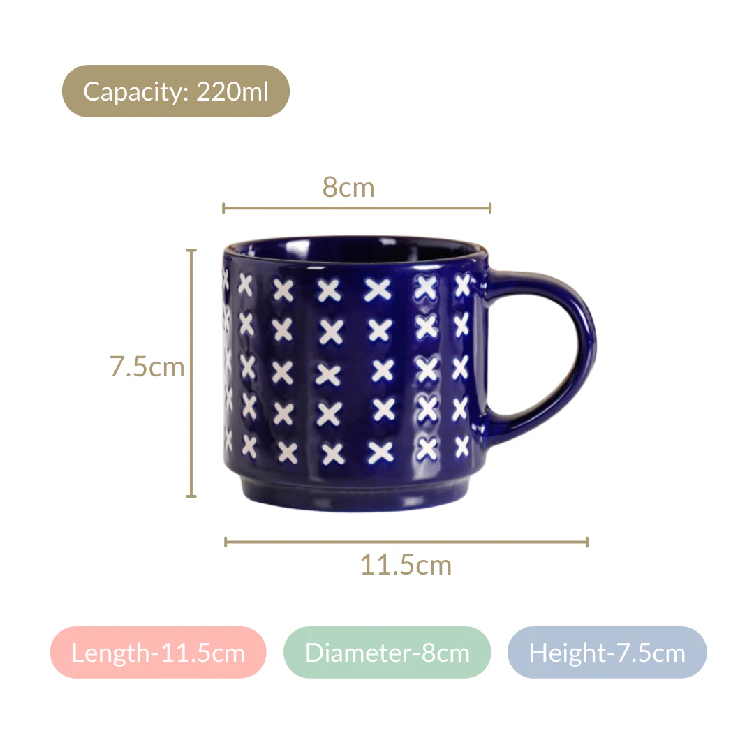 Navy Blue Chic Stackable Cups Set Of 4 220ml - Image 7