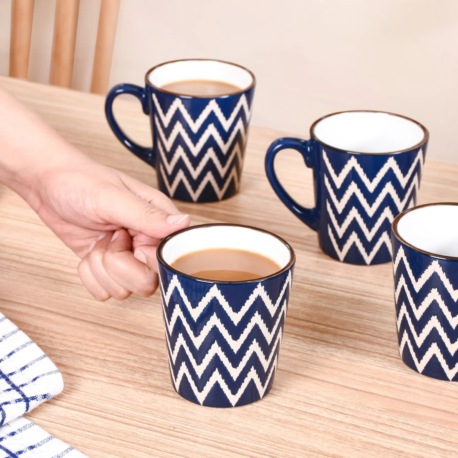 Oscilla Tea Cup Set Of 6 Navy 250ml - Image 3