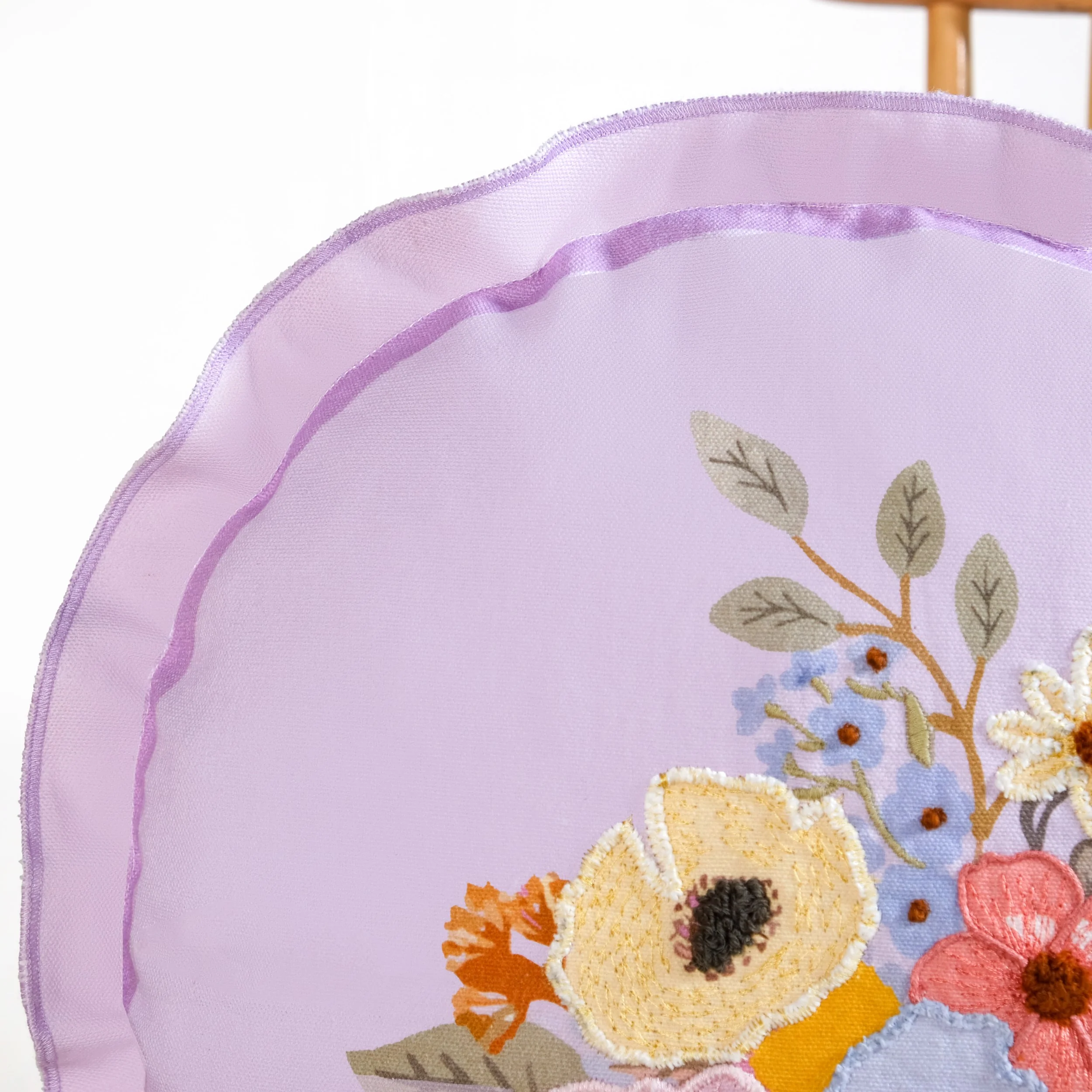 Pastel Petals Embroidered Cotton Cushion Cover 45cm - Image 7