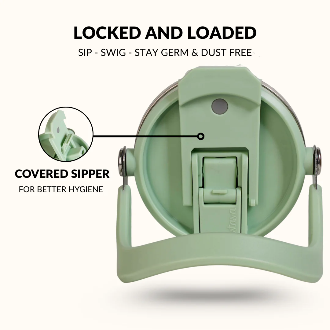 PickSip 40 Insulated Tumbler Bottle With Top Handle Milk Matcha Green 1200ml - Image 8