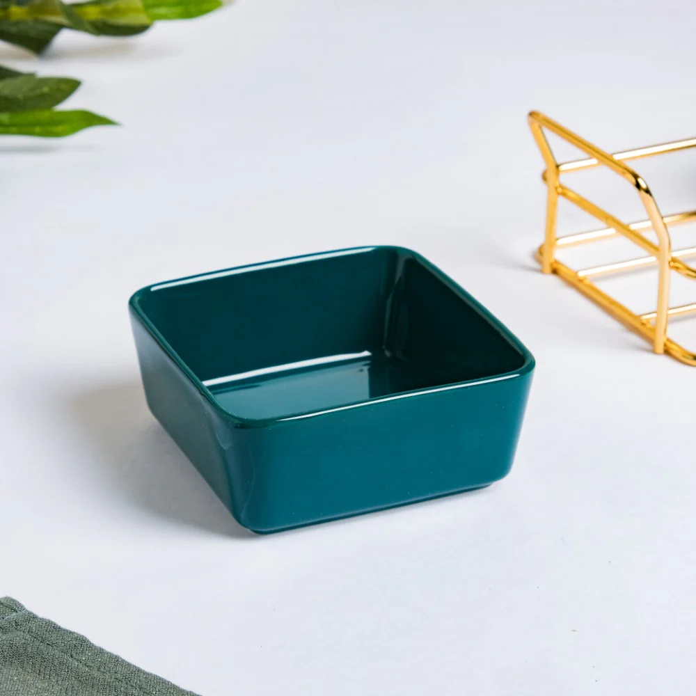 Pine Green Glossy Ceramic Bowls And Tray Set Of 4 200ml - Image 8
