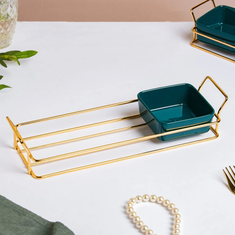 Pine Green Glossy Ceramic Bowls And Tray Set Of 4 200ml - Image 9