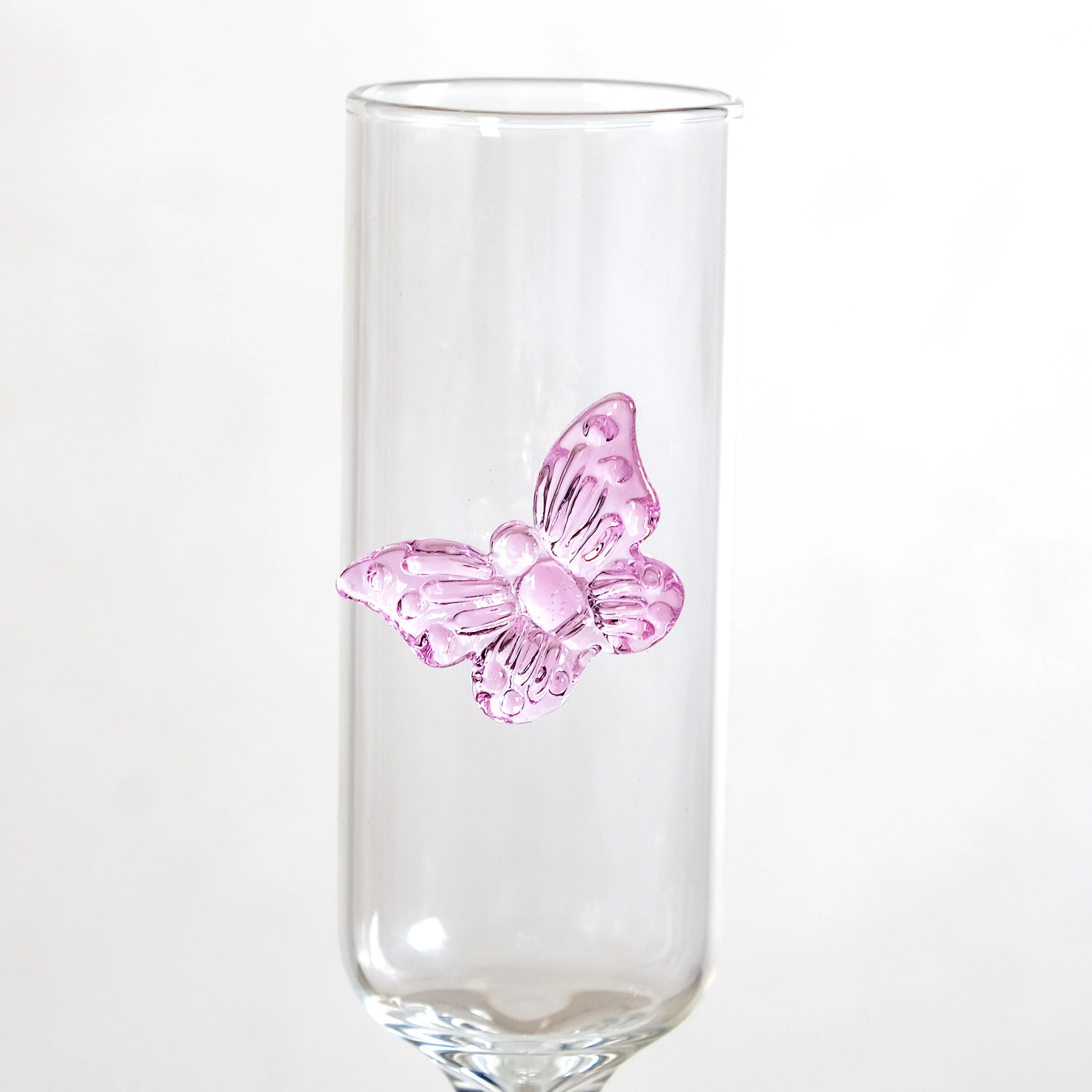 Pink Butterfly Champagne Flute Glass 200ml - Image 7