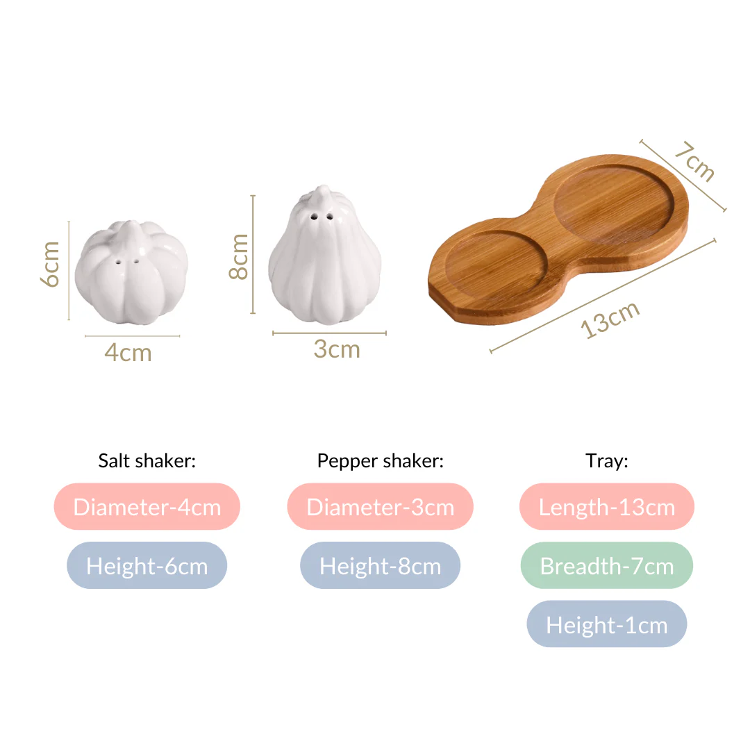 Pumpkin Salt And Pepper Shakers With Wooden Tray - Image 4