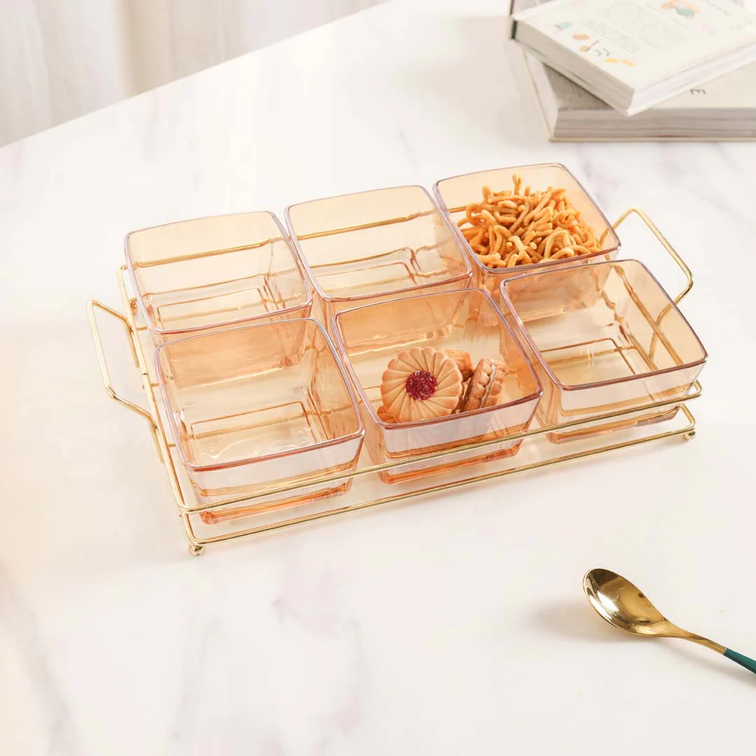 Rectangular Metal Tray with Bowls Set - Image 10