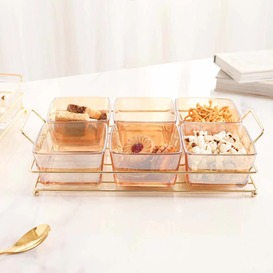 Rectangular Metal Tray with Bowls Set - Image 5