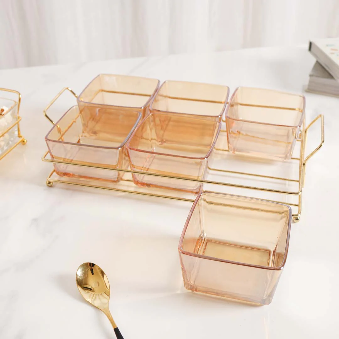 Rectangular Metal Tray with Bowls Set - Image 6