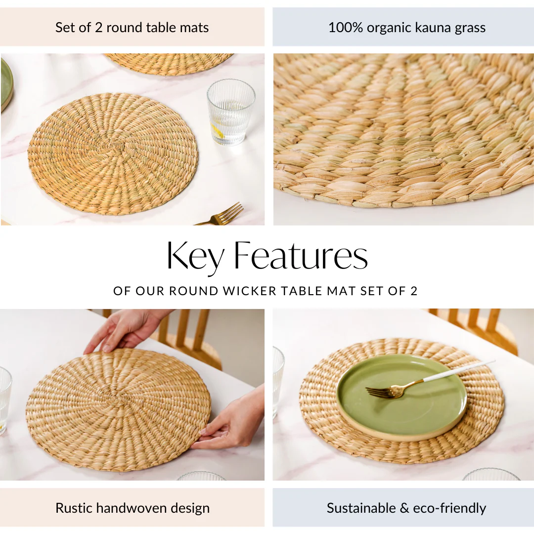 Round Wicker Table Mat Set Of 2 12 Inch - Image 5