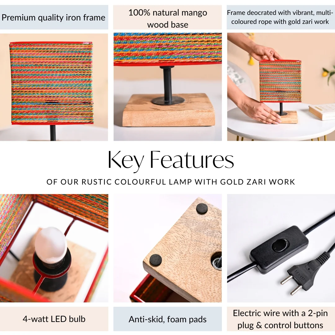 Rustic Colourful Lamp With Gold Zari Work - Image 5