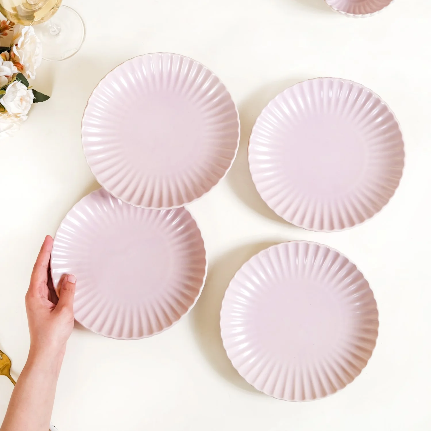 Scallop Lilac Snack Plates Set Of 4 8 Inch - Image 3