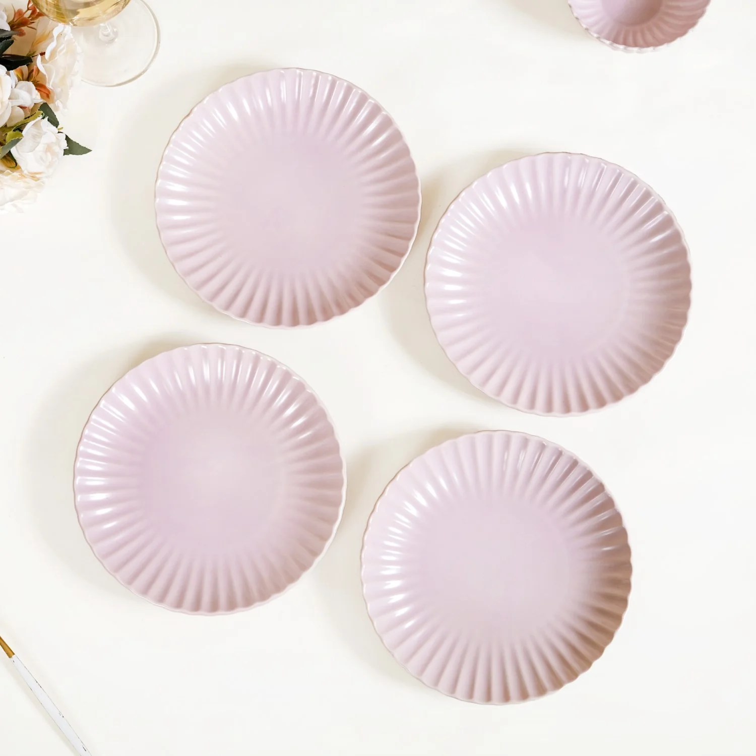 Scallop Lilac Snack Plates Set Of 4 8 Inch - Image 7