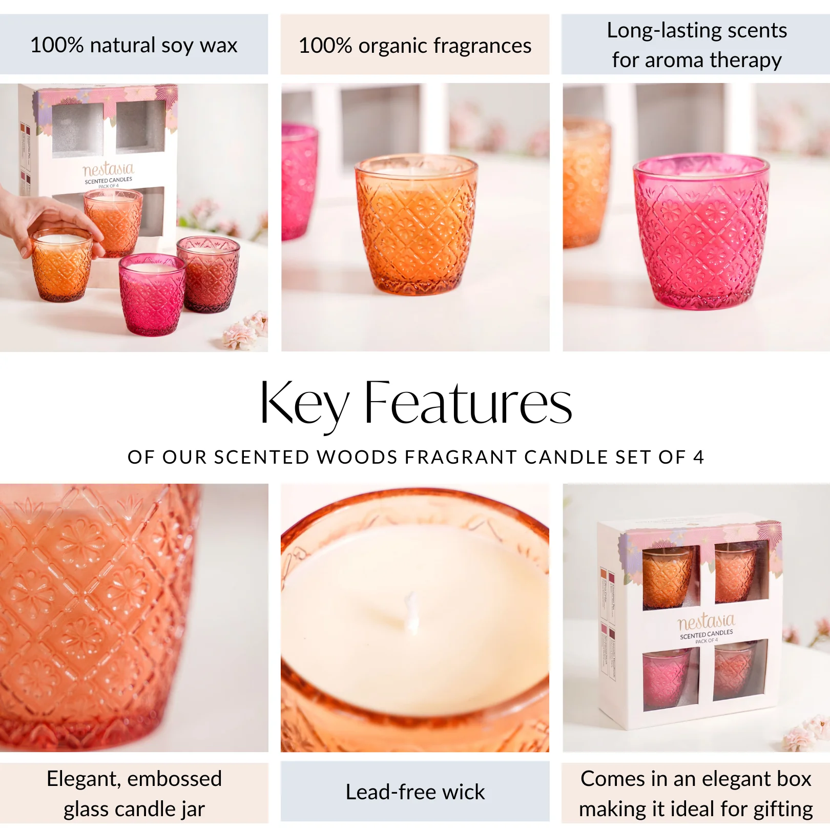 Scented Citrus Woods Fragrant Candle Set Of 4 - Image 5