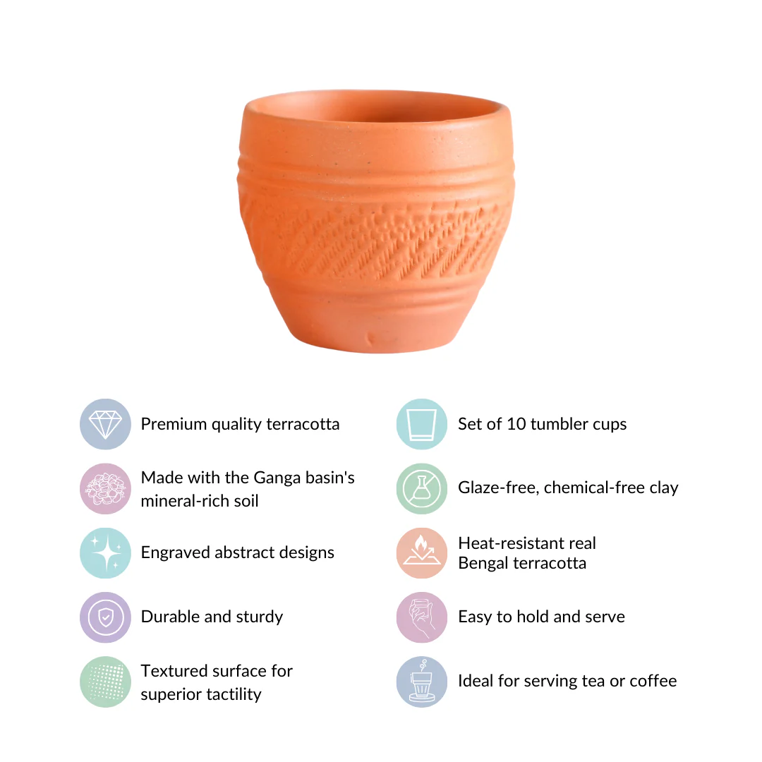 Set Of 10 Sustainable Terracotta Tea Cups 80ml - Image 5