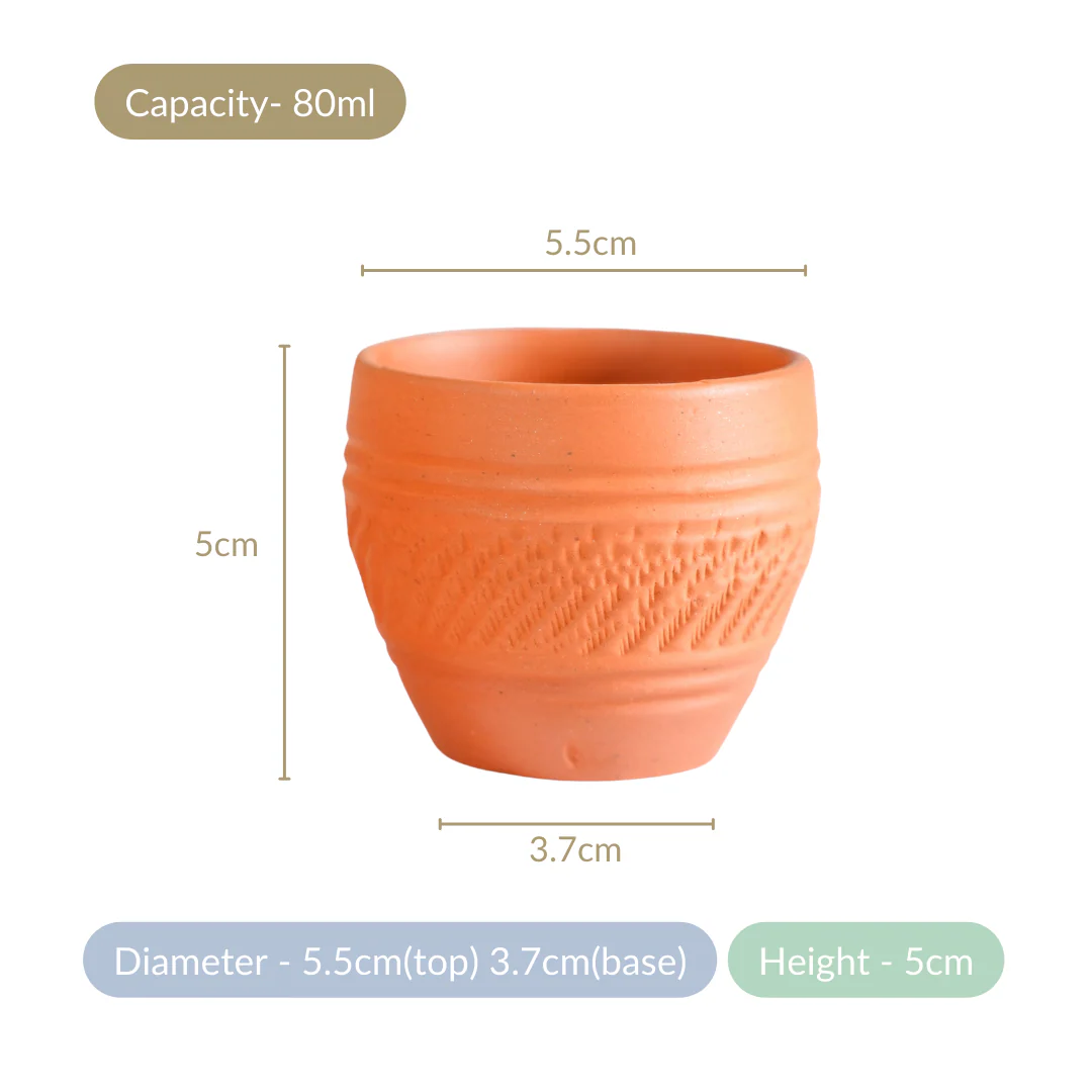Set Of 10 Sustainable Terracotta Tea Cups 80ml - Image 6