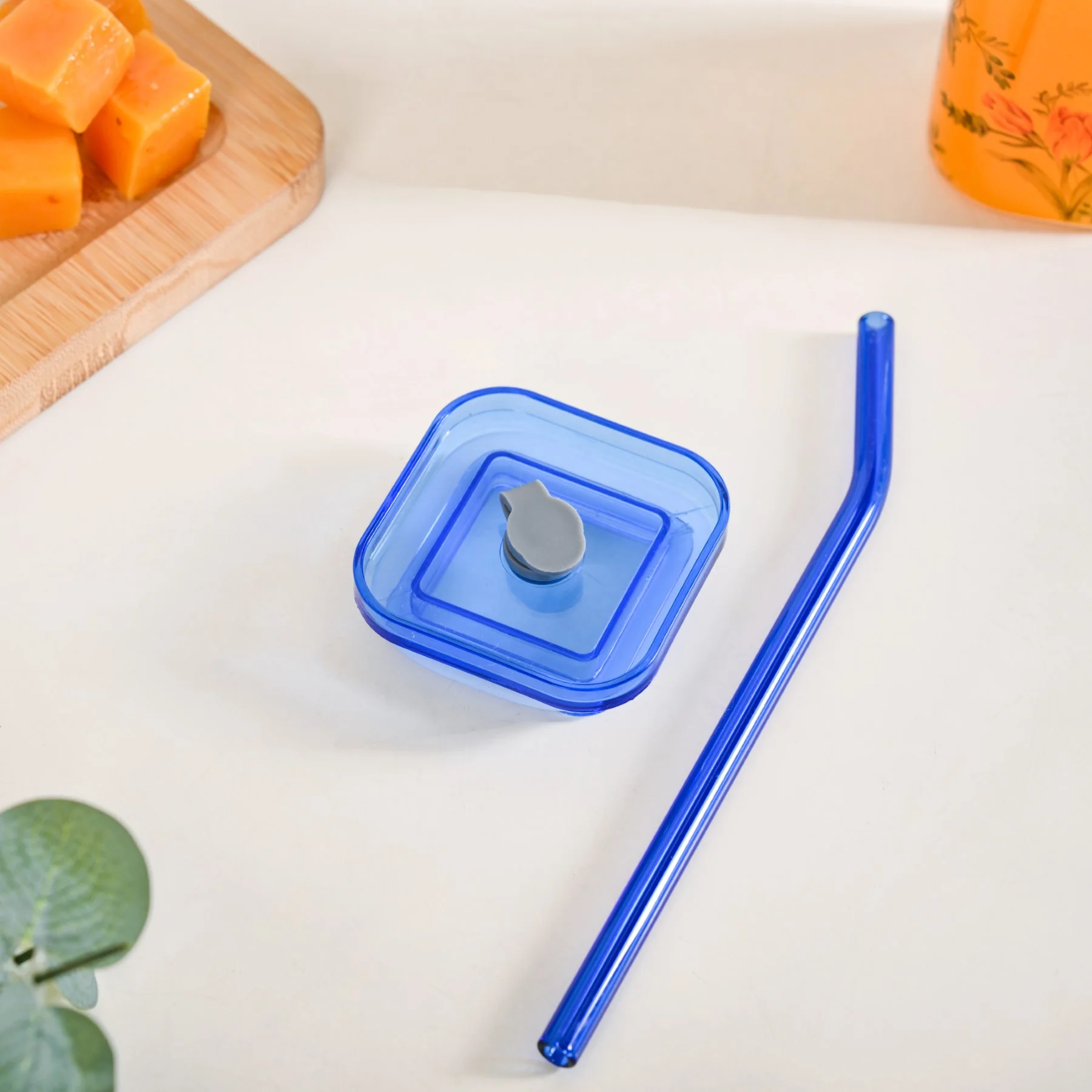 Set Of 2 Blue Floral Leakproof Travel Glass Sipper Cup With Straw 365ml - Image 9