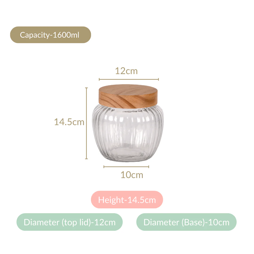 Set of 2 Glass Jars With Wooden Lid 1600ml - Image 5