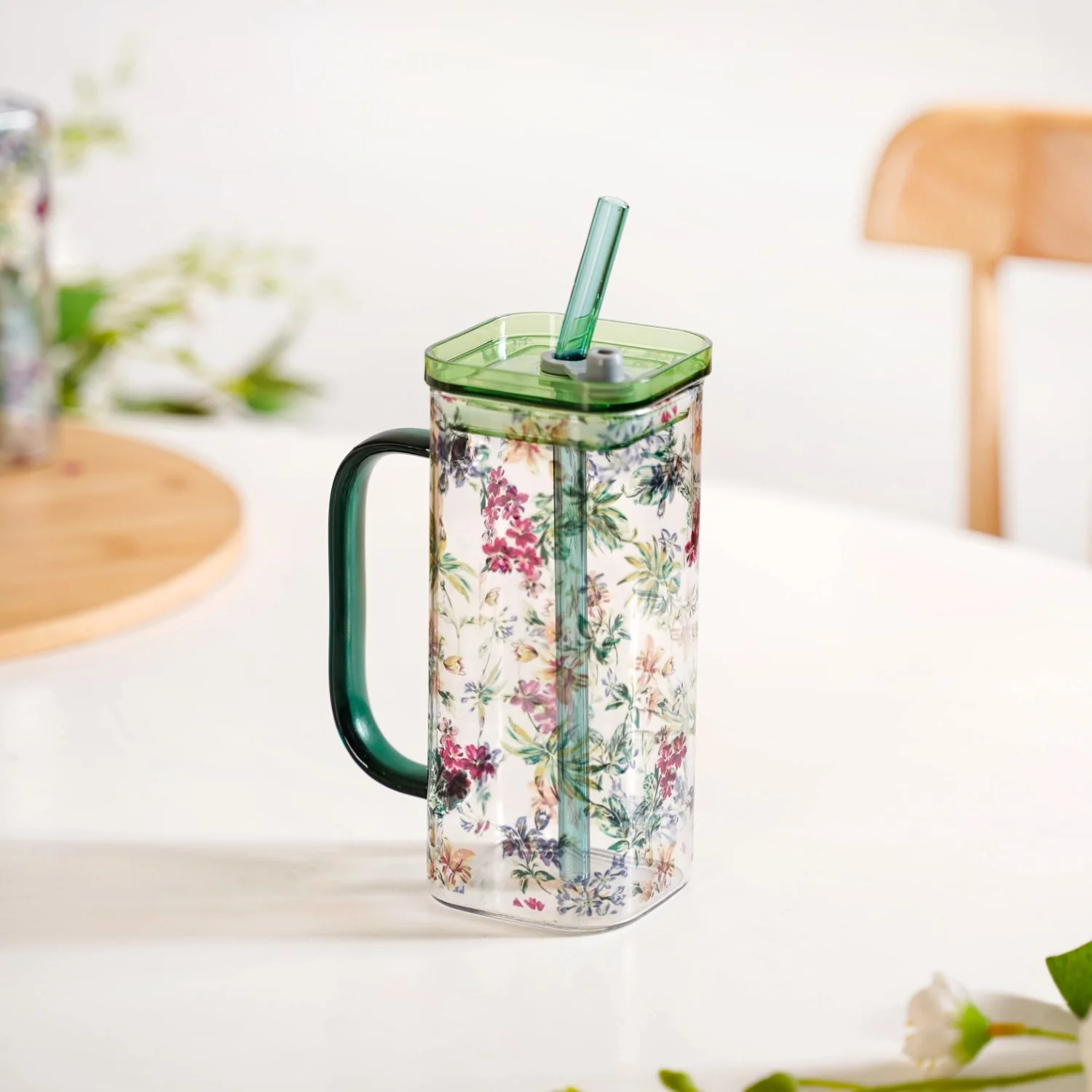 Set Of 2 Springtime Leakproof Borosilicate Glass Travel Sipper Cup With Straw 365ml - Image 6