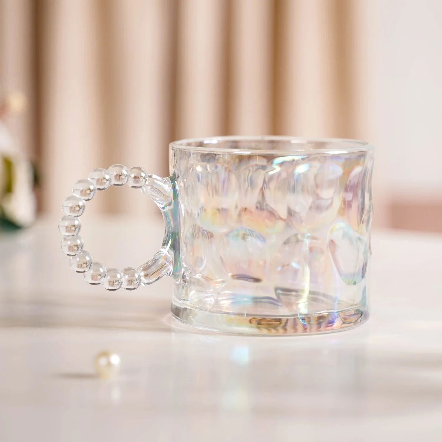 Set Of 4 Iridescent Glass Tea Cups 325ml - Image 3