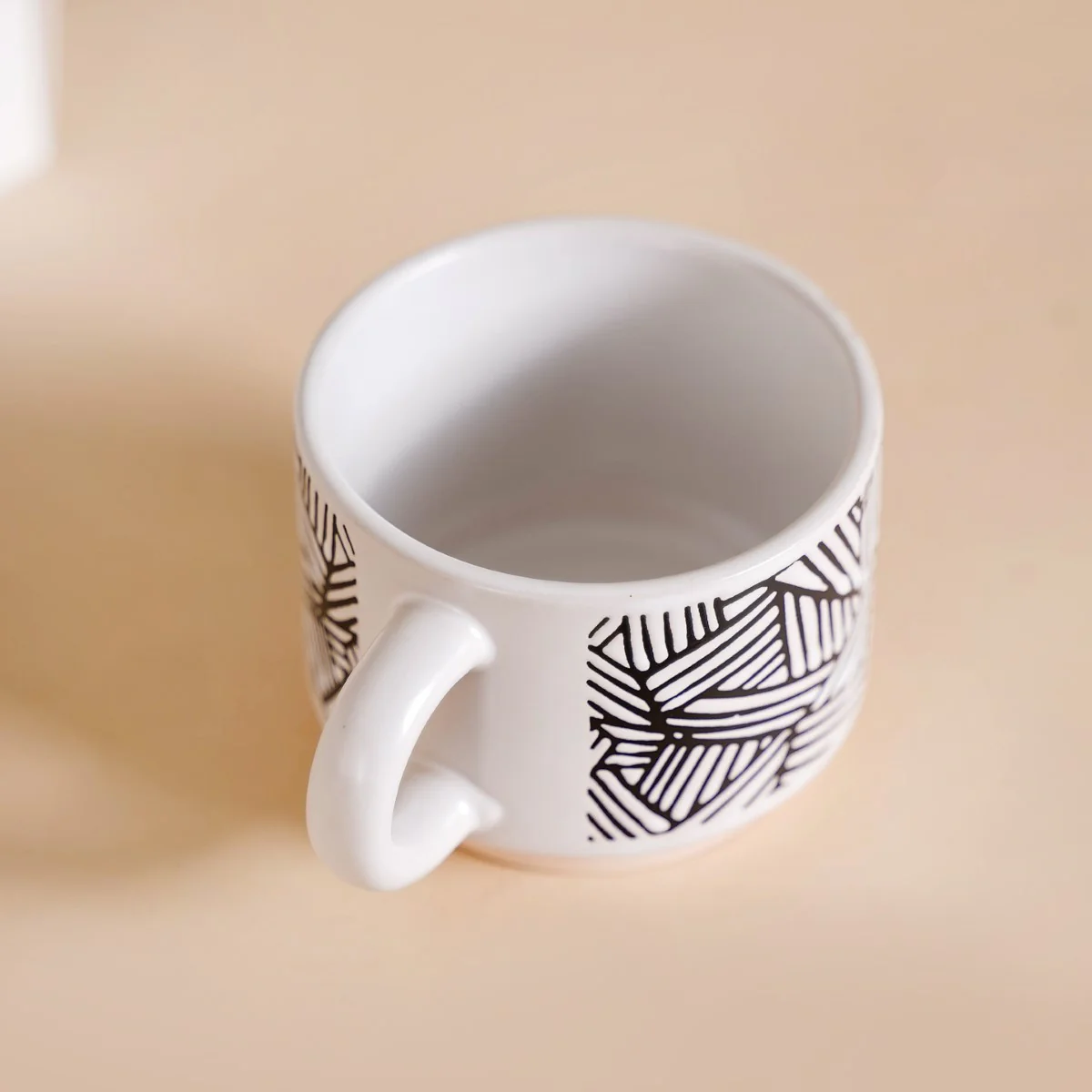 Set Of 4 Stackable Ceramic Cups With Stand Black White 180ml - Image 11