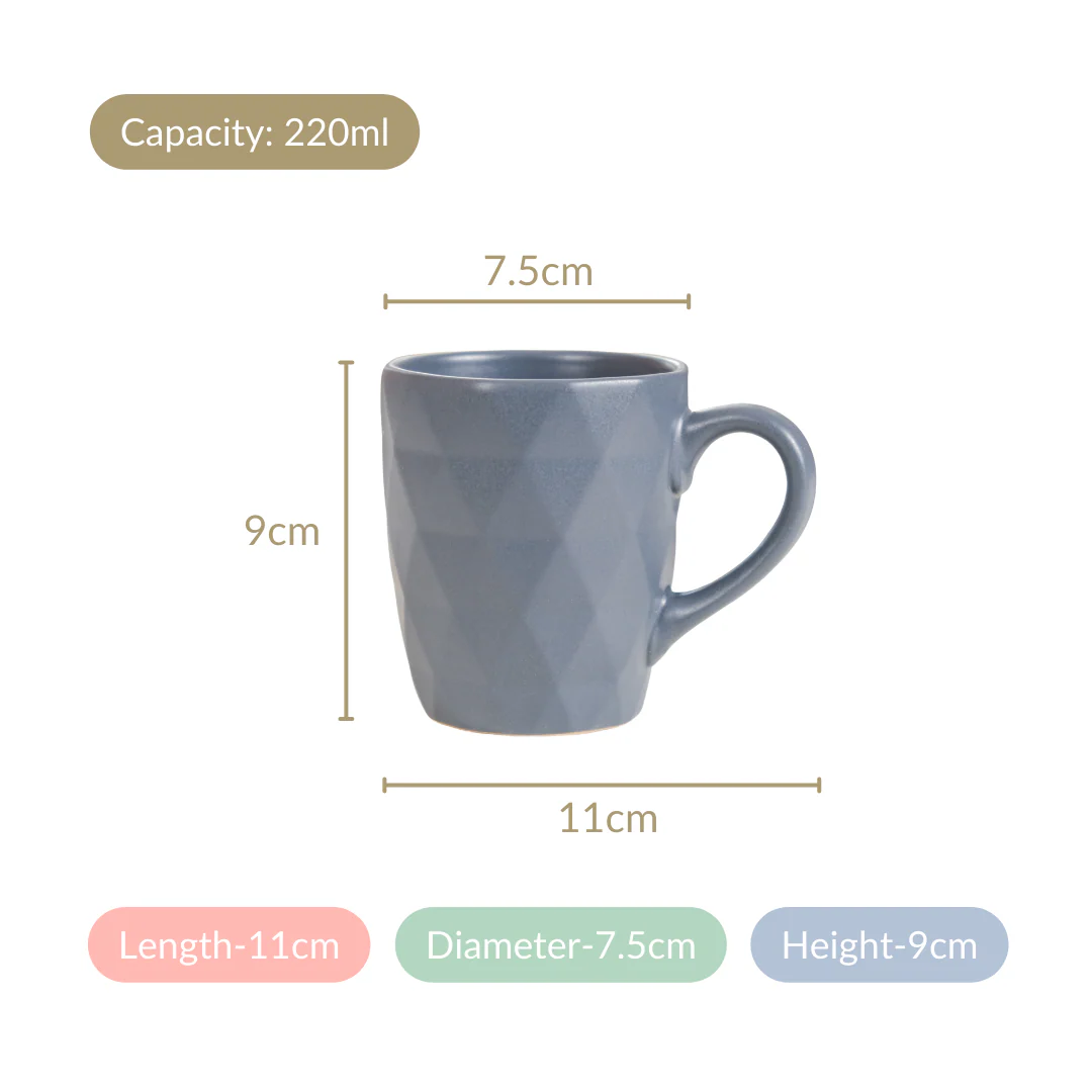 Set Of 6 Textured Coffee Mugs Grey 220ml - Image 5