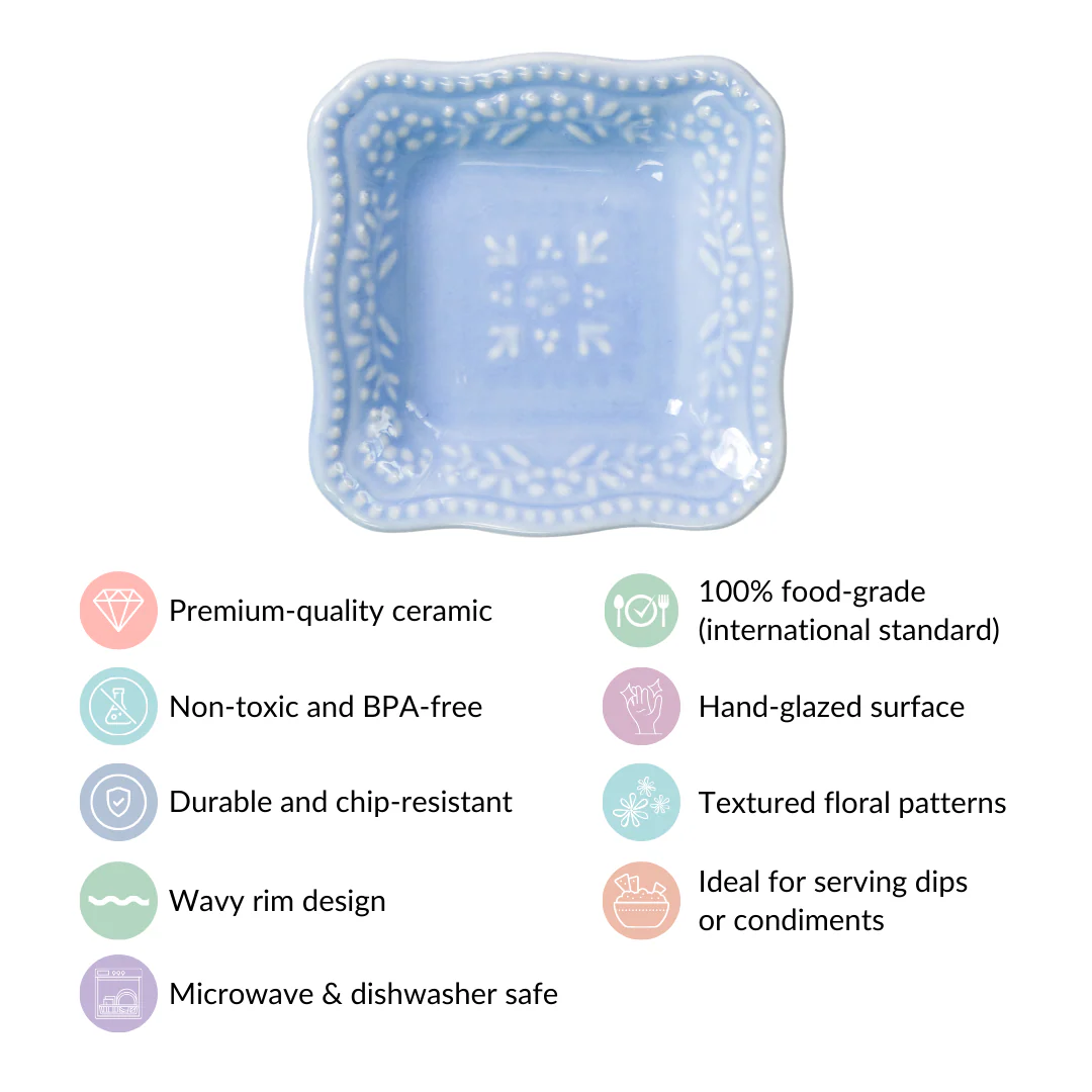 Small Square Dessert Plate Set Of 6 Lavender 3" x 3" - Image 4