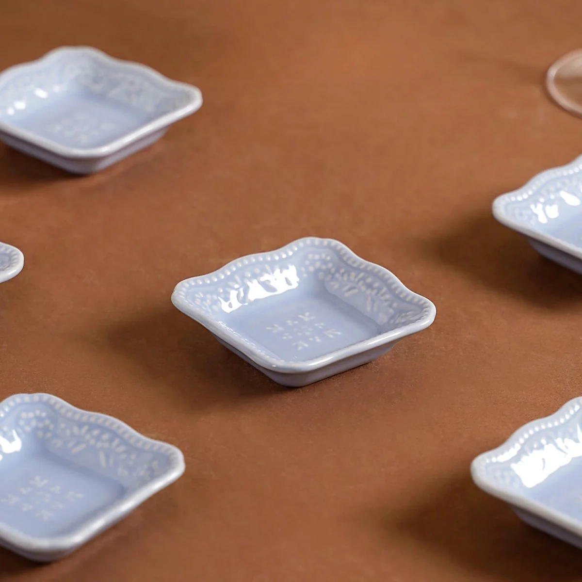 Small Square Dessert Plate Set Of 6 Lavender 3" x 3" - Image 7