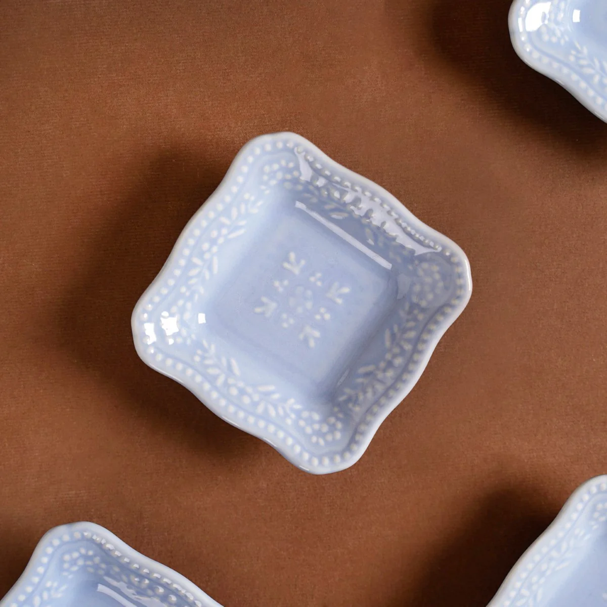 Small Square Dessert Plate Set Of 6 Lavender 3" x 3" - Image 9