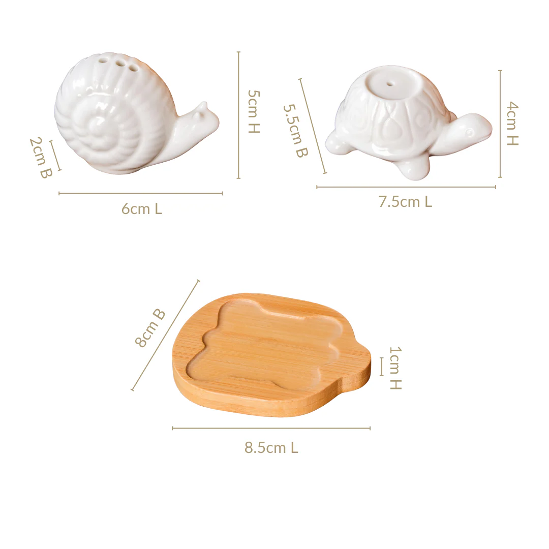 Snail Tortoise Salt Pepper Shaker Set With Wooden Tray - Image 3