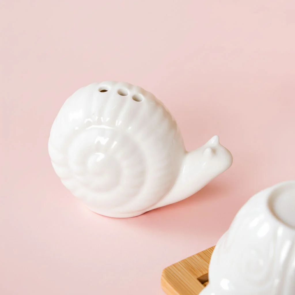 Snail Tortoise Salt Pepper Shaker Set With Wooden Tray - Image 5