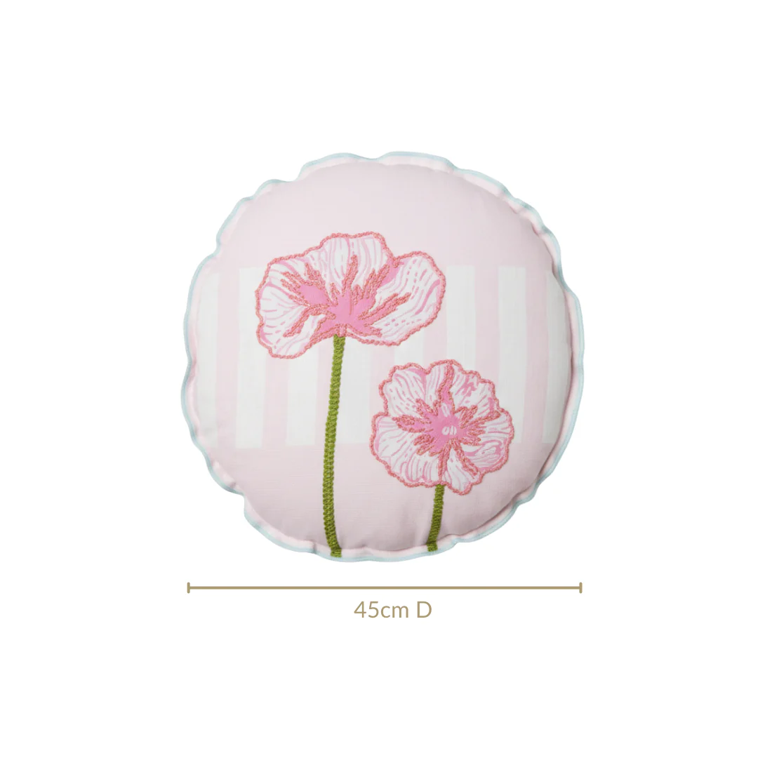 Soft Blooms Embroidered Cotton Cushion Cover 45cm - Image 3
