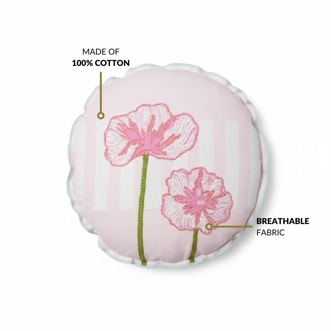 Soft Blooms Embroidered Cotton Cushion Cover 45cm - Image 5
