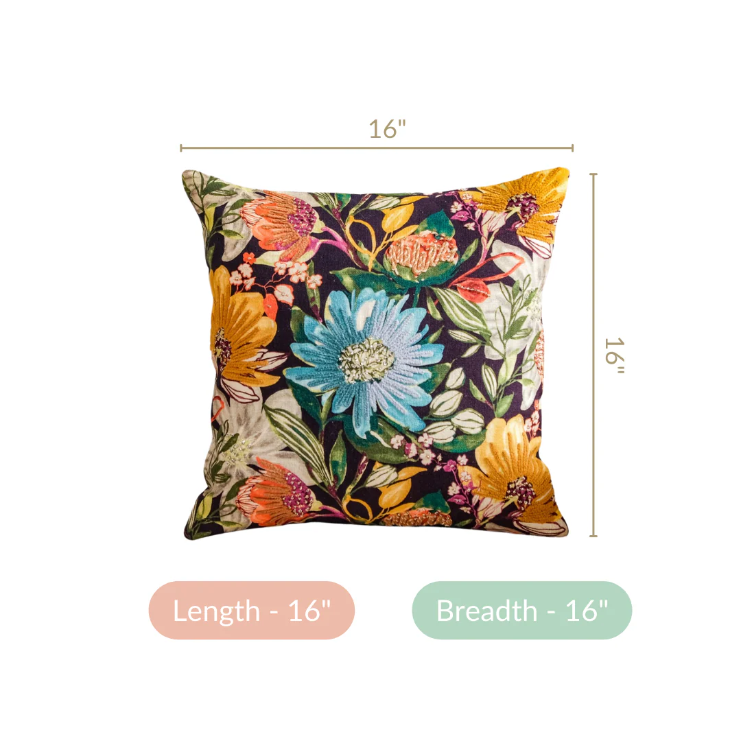 Spring Bling Printed Embellished Cushion Cover 16x16 Inch - Image 5