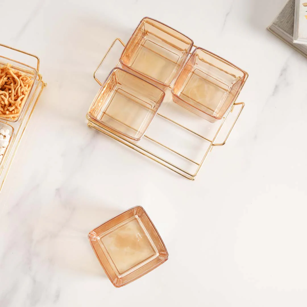Square Tray with Glass Bowls Set of 4 - Image 6