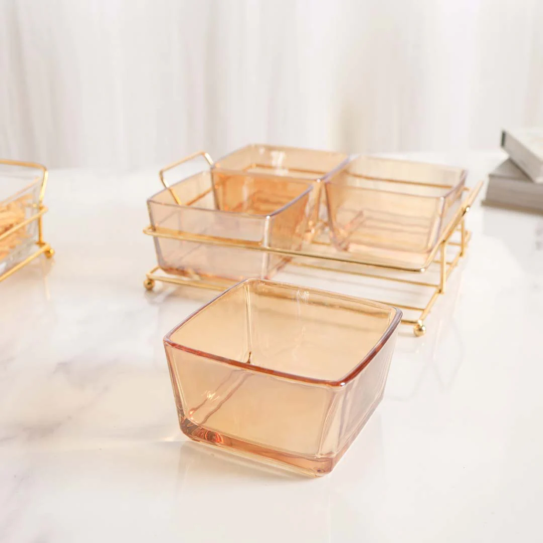 Square Tray with Glass Bowls Set of 4 - Image 7