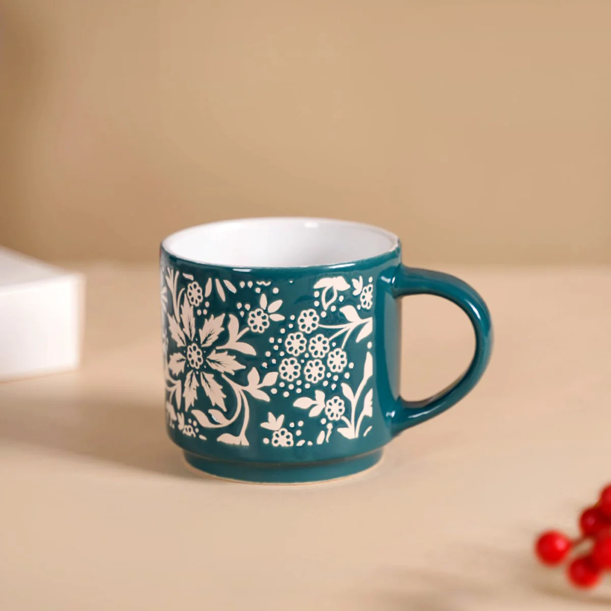 Stackable Coffee Cups With Stand Green Set of 4 240ml - Image 11