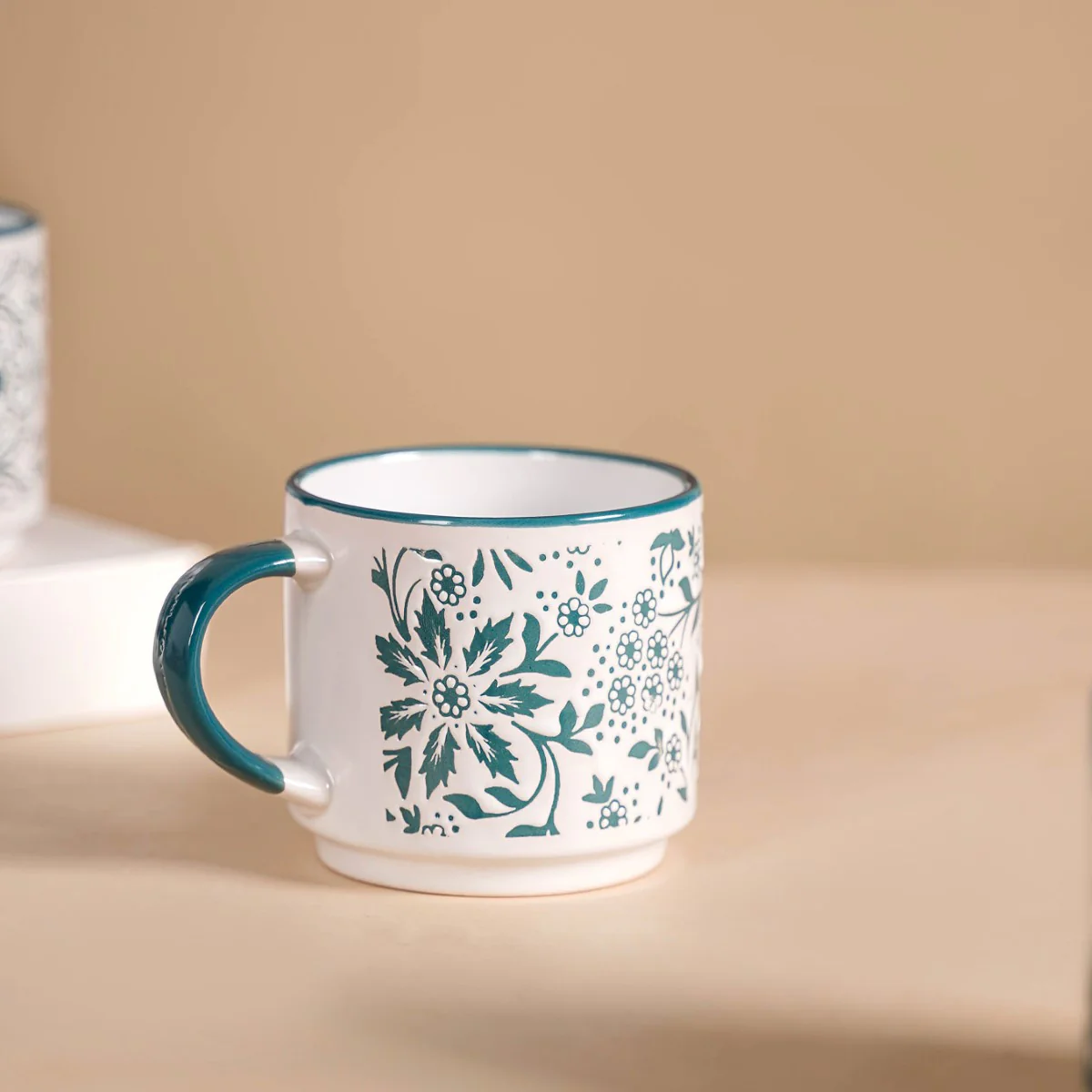 Stackable Coffee Cups With Stand Green Set of 4 240ml - Image 8