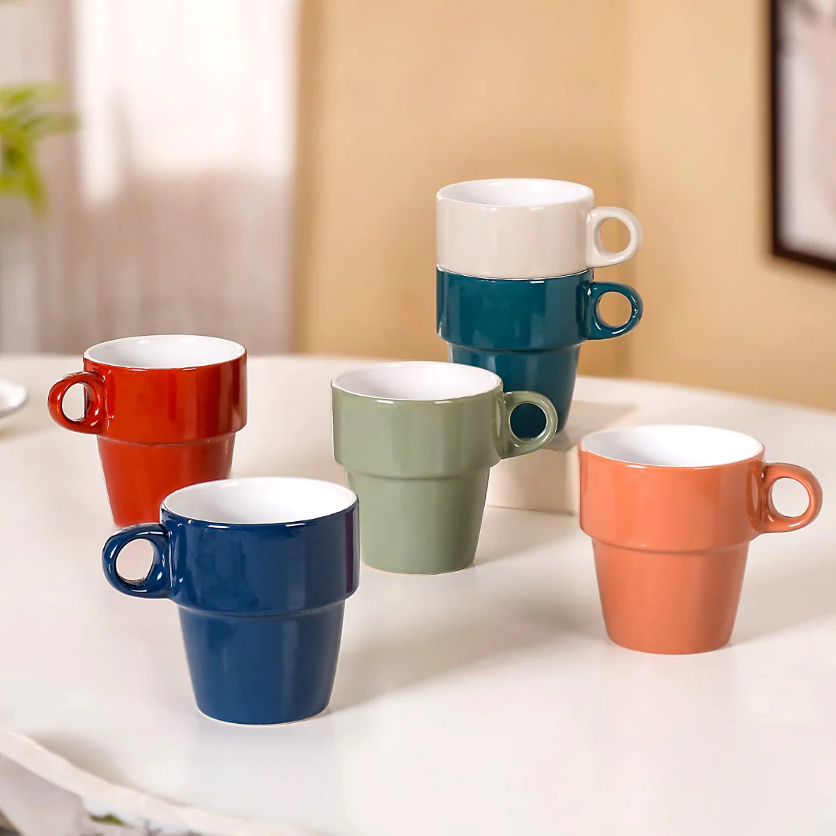 Stackable Cups Set of 6 Multicolour With Box 250ml - Image 3