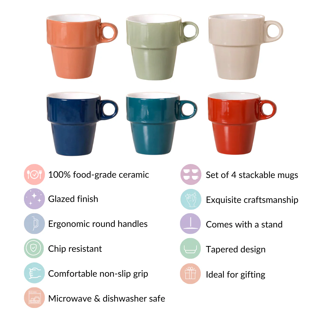 Stackable Cups Set of 6 Multicolour With Box 250ml - Image 6