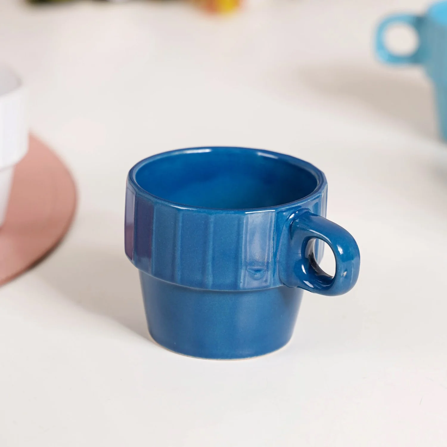 Stackable Mini Tea Cup Set Of 6 Kaori Ocean Tones 90ml - Image 7